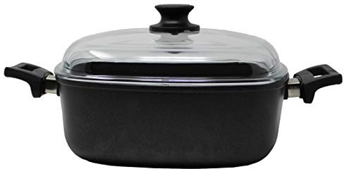 MaxxGoods by Eurolux Viereck-Pfanne Ø 28cm | Aluminium-Guss Spezialkasserolle | Für alle Herdarten auch Induktion | Backofenfest, PFOA-frei | mit oder ohne Glasdeckel (Ø 28cm, H 10cm + Glasdeckel)