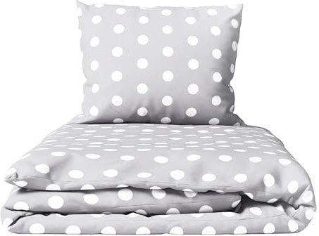 Baby Comfort 2 Piece Children Quilt Duvet & Pillow Set 80x70 cm 12M+ (Polka Dots Grey)