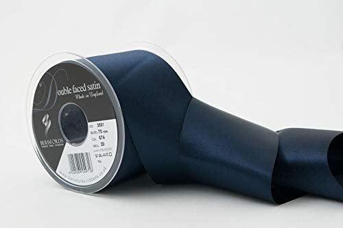 Berisfords Double Faced Satin Ribbon, Midnight, 70 mm Width, 20 metre Length