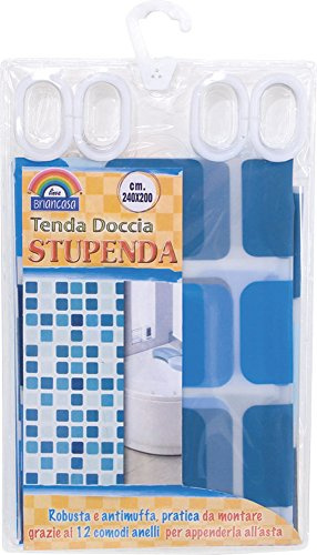 OEM SYSTEMS Tenda Doccia Plastificata Stupenda Misura240x200cm Ten01677a, Azzurro, 240x200
