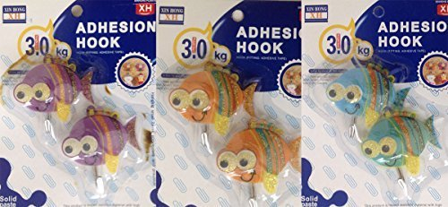 6 Stück Süße Kleiderhaken Garderobe Haken Wandhaken in Fisch Design bunt