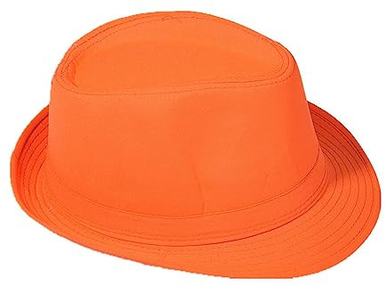 Strohhut Panama Fedora Trilby Gangster Hut Sonnenhut mit Stoffband Farbe:-Orange Gr:-54