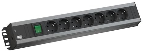 Bachmann Steckdosenleiste HANDWERKERLEISTE 7-Fach mit Schalter 2m Kabel Mehrfachsteckdose für Handwerk Grau 300.007 (extra Robustes Design)