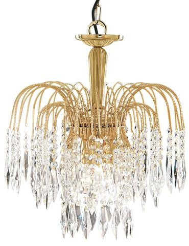 Searchlight Waterfall - Kristallleuchter 3 Light Gold Finish, E14