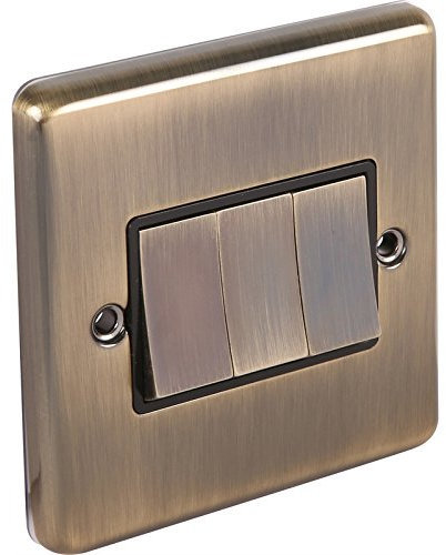 Antique Brass 3 Gang Light Switch United Electrical (Windsor) W03AB