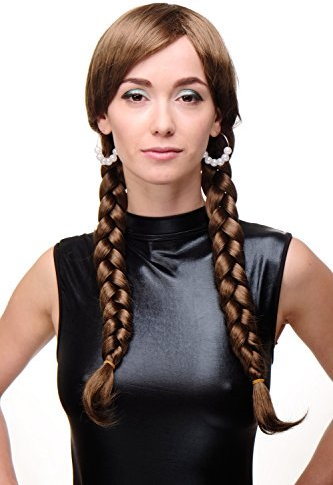 WIG ME UP - 3446-12 Perücke Damenperücke Goldbraun Braun Cosplay geflochtene Zöpfe Schulmädchen School Girl Japan Gothic Lolita