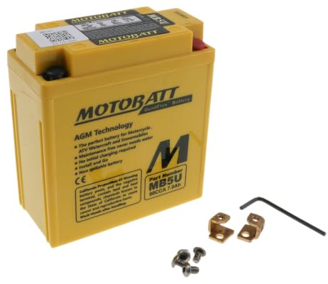 MOTOBATT Batterie 12 V 7 Ah (MB5U) [wartungsfrei & versiegelt] kompatibel für Yamaha XT 600 2NF,2KF 1987-1990