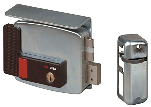 CISA 111771701, Serratura Elettrica da Applicare, 12V, Verniciato Grigio Alluminio, Entrata 70, Mano Destra