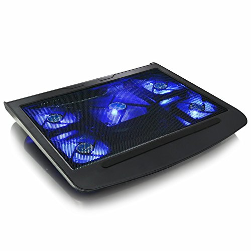 AAB Cooling NC45 - Bases de Refrigeración, Estable Construcción con 5 Ventiladore, y LED Azul, Cooler, Ventiladores PC Silenciosos, Placa Refrigeradora Portatil, Ventiladores de Portatiles