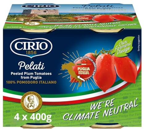 Cirio Peeled Plum Tomatoes 100% Italian Cans, 400g (Pack of 4)