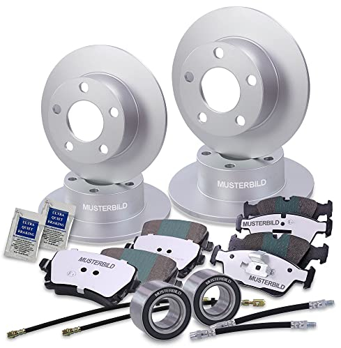 BESTPRICE Bremsenset inkl. Bremsscheiben vorne Ø 288 mm Belüftet + hinten Ø 245 mm Voll + Bremsbeläge vorne und hinten + Radlagersatz + Bremsschläuche, Kompatibel mit AUDI A4 B5 (8D2) (8D5)