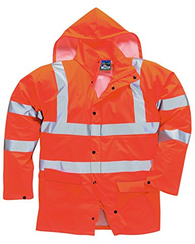 Portwest RT50 Sealtex Ultra Hi-Vis Rain Jacket Long Sleeve Water Resistant | Orange, X Large, EN ISO 20471 Class 3, EN 343 Class 3:2, UPF 40+, Storm Flap Front, Waterproof with Welded Seams, Two-Way Zip