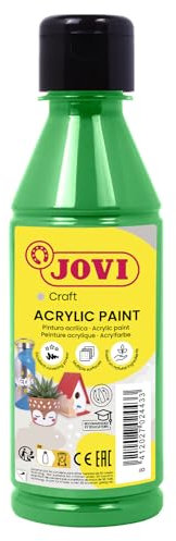 Jovi - Peinture Acrylique 250ml, Couleur Vert Clair, Haut Pouvoir Couvrant, S'applique Facilement sur n'importe Quelle Surface, sans Gluten (68017)