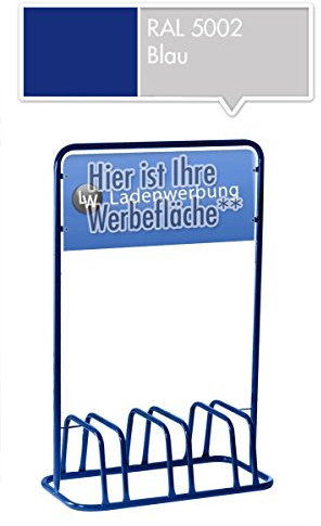 3er Werbe-Fahrradständer mit Werbeschild / Fahrradhalter + Werbetafel (Blau)