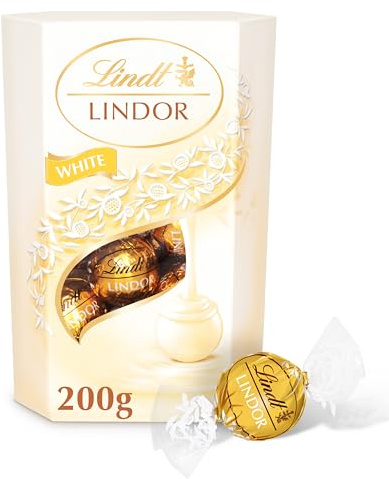 Lindt Lindor White Chocolate Truffles Box - approx. 16 Balls, 200 g - Chocolate Balls with a Smooth Melting Filling