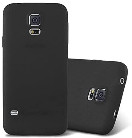 Cadorabo Hülle kompatibel mit Samsung Galaxy S5 / S5 NEO Schutzhülle TPU Silikon Case Frost Design Slim Kratzfest Weiche Gummi mit Rundumschutz Case Hülle für Galaxy S5 / S5 NEO in Schwarz
