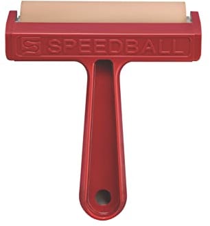 Speedball Pop-in Soft Rubber Brayer, 4-Inch Roller for Block Printing, Relief Printing, and Mixed Media Art