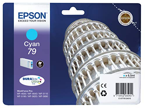 Epson 235G863 Original T79 Tintenpatrone Pisa, WF-4630DWF WF-4640DTWFWF-5110DWWF-5190DWWF-5620DWFWF-5690DWFWF-5190DWWF-5690DWF,(cyan)
