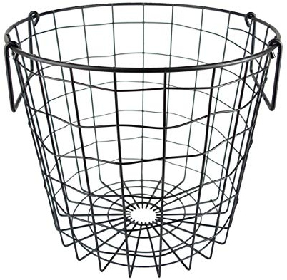 DII Metal Wire Mesh Stackable Utility Storage Bin, Small Round, 12x12x10, Black