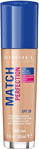 Rimmel London Match Perfection Foundation Base de Maquillaje, SPF 20, Tono 300, 30 ml