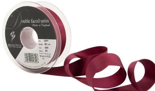 Berisfords Double Satin Ribbon, Burgundy, 20 m
