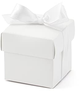 PartyDeco Geschenkbox mit Schleife 5,2x5,2x5,2 cm | 10 Stück Weiß