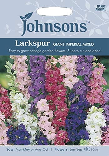 Johnsons 23887 Flower Seeds, Larkspur Giant Imperial Mixed