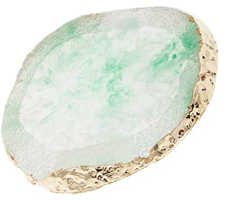 Sharplace Achat Scheibe Achatscheiben Poliert Anhänger Tischdeko Verzierung, Grün, 97 x 85 x 10 mm