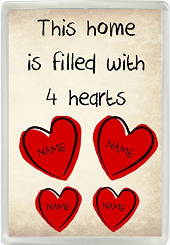 This Home Is Filled With 4 Hearts Family Personalised Jumbo Fridge Magnet Gift 152