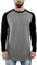 Blackskies Baseball Longsleeve T-Shirt | Langes Oversize Fashion Basic Langarm Raglan Herren Longshirt Long Tee Melliert - Grau-Schwarz Medium M