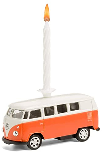corpus delicti :: Geburtstagskerze mit Modellauto kompatibel mit VW Bus T1 – das Geschenk zum Geburtstag für alle Van-Fans (orange) (20.2K)
