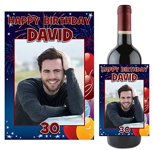 Personalised Wine/Champagne Bottle Photo Label ~ Happy 18th 21st 30th 40th 50th Birthday Gift Idea N86 Any Age