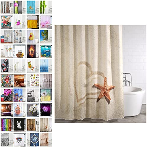 Sanilo Rideau de Douche, Large Choix de Beaux Rideaux de Bain, Haute qualité, 12 Anneaux Inclus, Imperméable, Effet Anti-moisissures (180 x 200 cm, Sandy)
