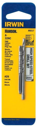 IRWIN Drill And Tap Set, 8-32 NC Tap and No. 29 Drill Bit (80217)