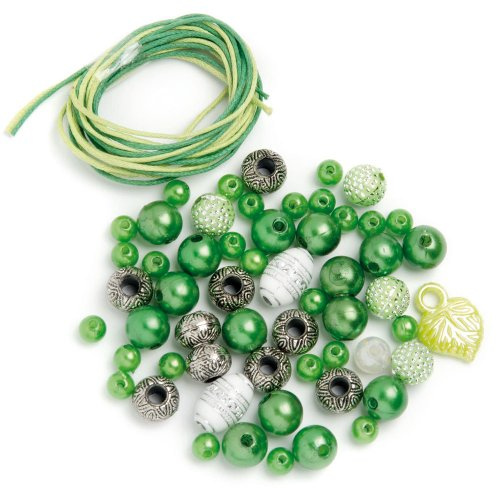 Perlen-Set grün-weiß