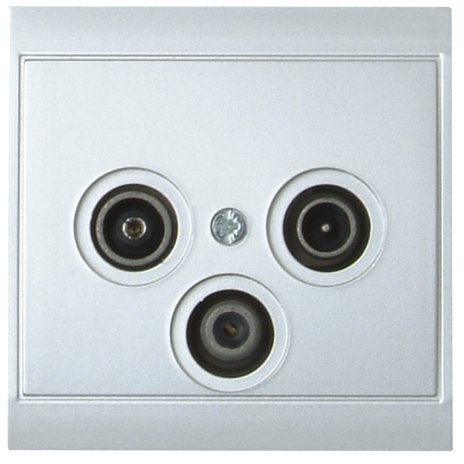 Kopp 916120083 Malta Antennensteckdose mit DREI Ausgängen, TV/RF/SAT, Einzel- und Enddose, Silber