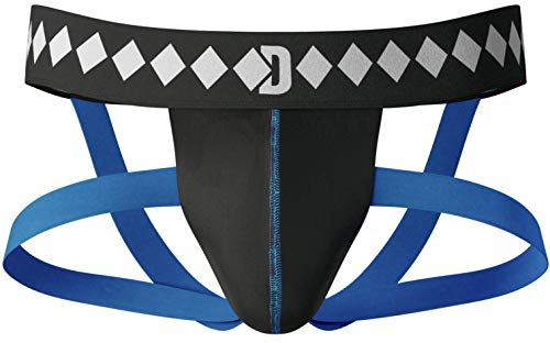 Diamond Jock mit 4 Trägern, ohne Cup, Schwarz/Blau, Größe XXL