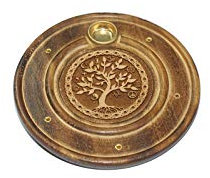 Find Something Different Arbre de Vie en Bois gravé pour bâtons d'encens et cônes en Bambou, Multicolore, 10 x 10 x 1 cm