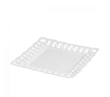 La Porcellana Bianca - Piatto Quadrato Traforato in Gift Box - Arredo Casa, Cucina - Porcellana - 20x20xh2,5 cm