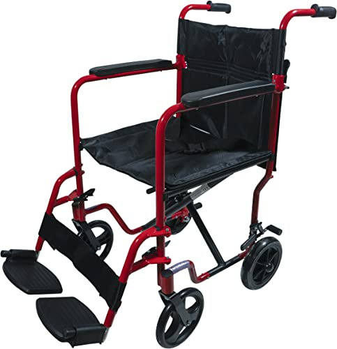 Aidapt Folding Lightweight Attendant Propelled Aluminium Wheelchair with Brakes, Lap Strap, Removable Foot Rests. Ideal for Every Day Use Indoors, Outside & Travel Only 9.8Kg