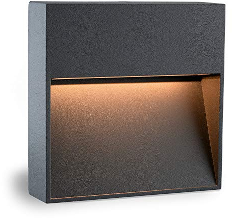 SSC-LUXon LED Design Wandleuchte KEILA anthrazit eckig - Wand- & Treppenleuchte IP54 für Innen und Außen 1,7W warmweißes Licht