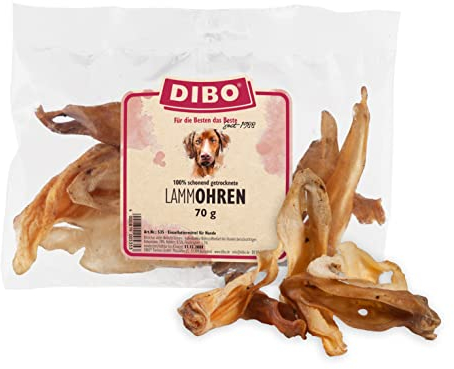 DIBO Lammohren, 70g-Beutel, der kleine Naturkau-Snack oder Leckerli für Zwischendurch, Hundefutter, Qualitätskauartikel ohne Chemie von DIBO