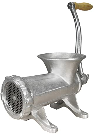 Weston #22 Manual Tinned Meat Grinder and Sausage Stuffer (36-2201-W), 2 Plate Sizes, +3 Sausage funnels