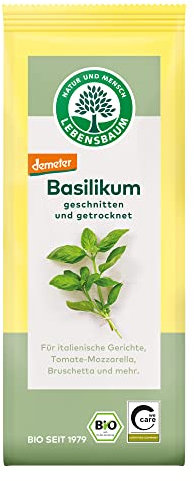 Lebensbaum Basilikum getrocknet & gerebelt, Bio-Gewürz für Tomatensoße, Tomate-Mozzarella & Bruschetta, Basilienkraut zum kochen & würzen, vegan, 15g