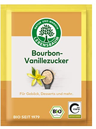 Lebensbaum Bourbon-Vanillezucker, Bio-Aroma, Bourbon-Vanille Aroma für Gebäck & Desserts, vegan, 4 x 8g