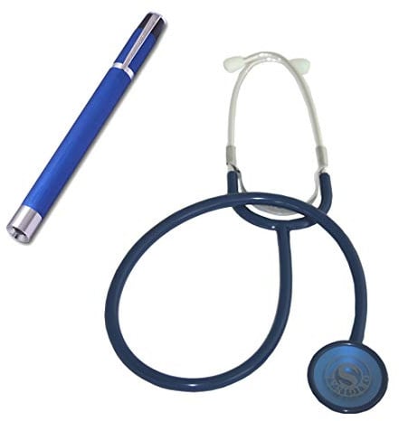 Flachkopfstethoskop blau mit Aluminiumleuchte blau