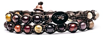 Tamashii Original tibetisches Armband aus Natursteinen, zweireihig, zweireihig, 23 cm, Holz, mokait