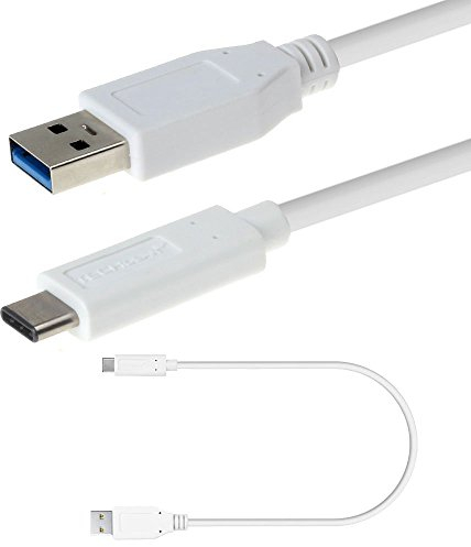 TECHGEAR Câble USB Chargeur/Transfert de données Compatible pour Huawei P30 P30 Pro, P20 P20 Pro, P10 P9, Mate 20 Pro 10 Pro, Honor 10 etc- Câble USB C 3.1 vers USB [Blanc] jusqu'à 3A et 10Gb/s -30cm