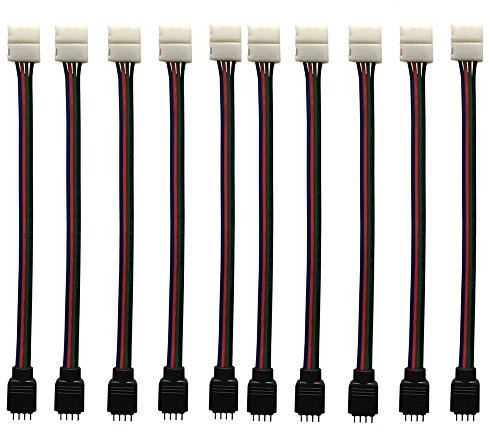 HUABLUE 10pcs RGB 5050 LED Schnellverbinder 4 polig Verbindungskabel Anschlusskabel LED Stripe Verbinder Adapter Eckverbinder für 10mm Breit RGB 5050 LED Streifen