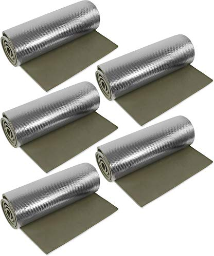 normani 1, 2, 3 oder 5 Ultraleichte Isomatten mit Aluminiumbeschichtung/Alu-Thermomatte Isomatte Farbe Oliv / 5 Stück